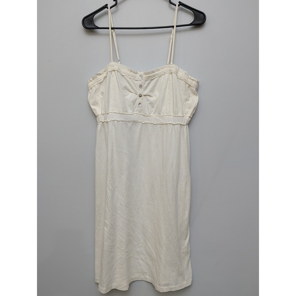 DR2 NWT Devi Designs Cream Size L Spaghetti Straps Cinched Waist Babydoll Empire